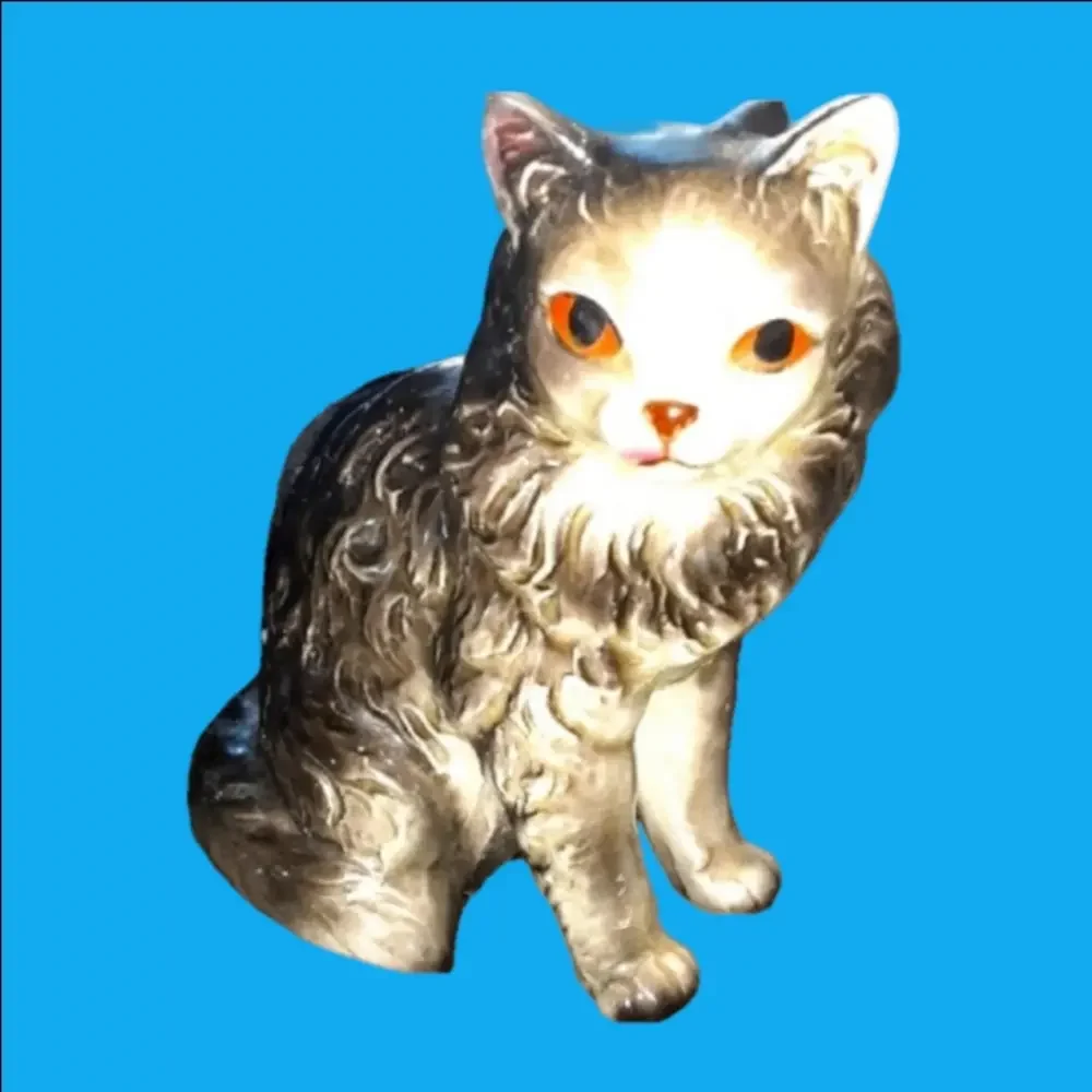 Gray and White Cat Figurine